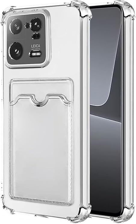 Xiaomi Mi 13 İle Uyumlu Yüksek Kalite Özel Kartlıklı Şeffaf Telefon Kılıfı – Arka Cepli Cüzdanlı Silikon Koruyucu Kapak, Darbe Emici Esnek TPU, Günlük Kullanıma Uygun SZR03