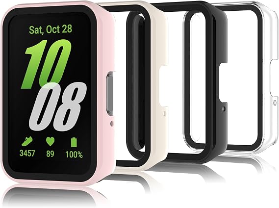 4ピースケース スクリーンプロテクター付き Samsung Galaxy Fit 3対応 PCケース HD 強化ガラス 超薄型 傷防止 クリア ブラック ピンク ホワイト