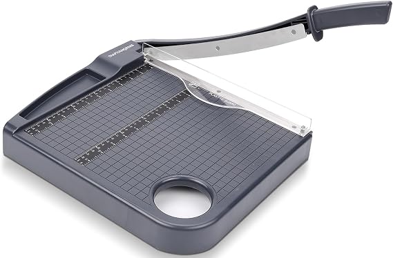 12" Paper Cutter, Precision Cut with Safety Protection and Blade Lock, 12 Sheets Capacity, Great for Cardstock, Cardboard, Photo, Vinyl, Crafts, Scrapbook (Grey)