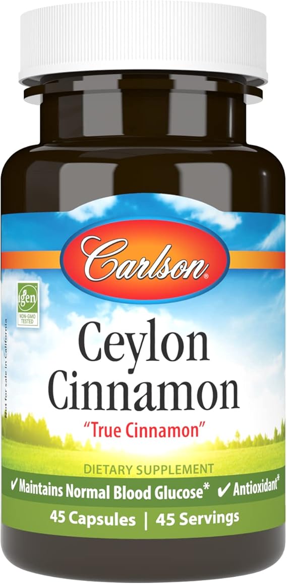 Carlson Ceylon Cinnamon, Cinnamon Supplements, 500 mg, 45 Capsules