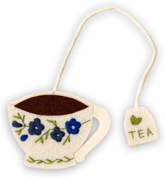 Embroidered Teacup Bookmark with Floral Design Cute Tea Cup Bookmark for Book Lovers, Readers & Teachers Unique Gift for Women, Tea Lovers & Bookworms