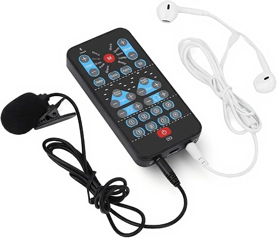Live Sound Card Voice Changer,Handheld Sound Card Mini Voice Changer Device 8 Fixed Sound Effects Plug and Play,Gaming Recording,for Mobile Phone Computer