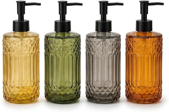 Deconox 1 Adet 500 ml Cam Sıvı Sabunluk - Şık Tasarım - 4 Farklı Renk Seçeneği (Asorti Gönderim)