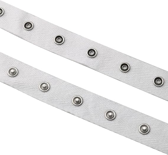 Snap Button Tape Trim ZCZQC 2 Yards 20x5mm/0.790.98inch White Sewing Snap Fastener Tape Ribbon Male and Female Set