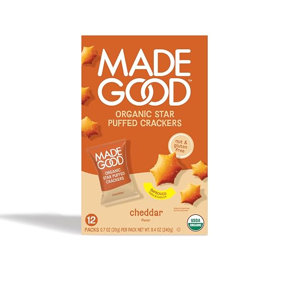 MADEGOOD Organic Cheddar Star Puffed Crackers Multipack, 8.4 OZ
