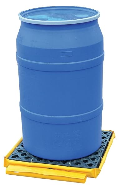 UltraTech 1360 Polyethylene P1 Flexible 1-Drum Ultra-Spill Deck Bladder System, 1500 lbs Capacity, 82" Length x 66" Width x 5" Height, Yellow