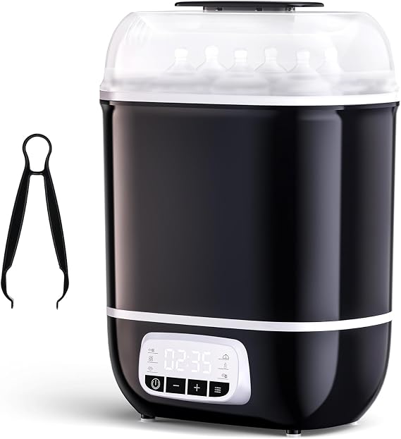 Baby Bottle Steriliser and Dryer Electric Steriliser for Baby Bottles with Digital LCD | 5-in-1 Steam Steriliser Auto Power-Off | Bottle Drying Warming Milk & Food