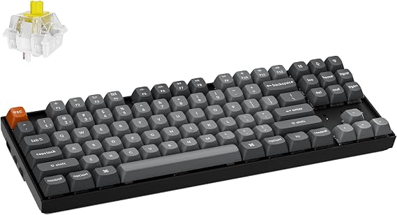 Keychron K8 Max Wireless Mechanical Gaming Keyboard, TKL Layout QMK 2.4 GHz/Bluetooth 5.1/Wired Tri-Mode Connection, RGB with Keychron Super Banana Switch Compatible with Mac Windows Linux