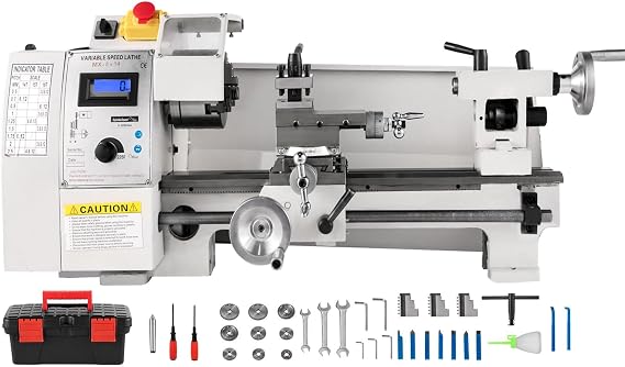 Mini Metal Lathe,8"x 14" Metal Lathe Machine, High Precision Mini Benchtop Lathe with 3-Jaw Chuck for, 2500 RPM,for Metal Threading Turning Drilling