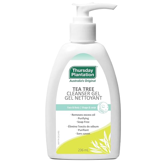 Thursday Plantation Tea Tree Cleanser Gel Face, Hands & Body Wash Face Wash for Blemish-Prone & Oily Skin with Tea Tree Oil Soap-Free - 8 fl.oz