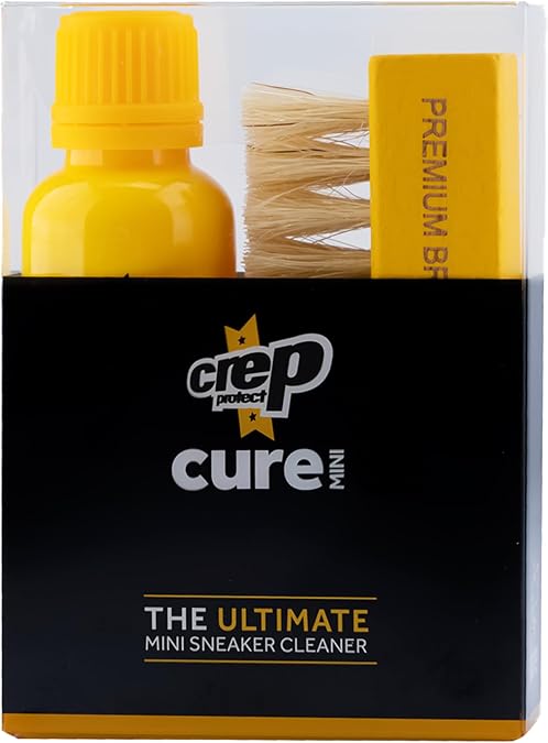 Crep Protect Shoe Cleaner Kit - Cure Mini Travel Sneaker Cleaner with Premium Cleaning Brush, Deep Cleaning Solution Removes Dirt & Stains, Safe for Leather, Suede, Nubuck & Canvas