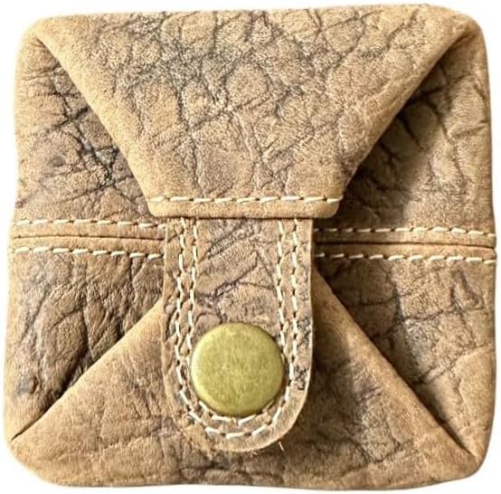 100% Real Leather Coin Pouch - Compact Change Holder and Mini Pocket Wallet for Men & Women (Shrunken Brown)