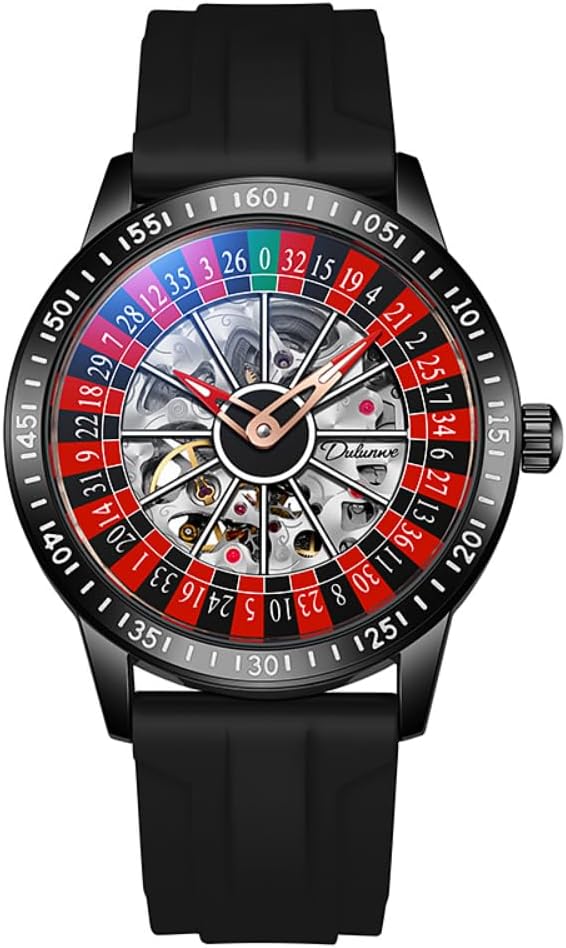Rotating Wheel Dial Mechanical Watches for Men Luxury Hollow Skeleton Trendy Automatic Watch Waterproof Luminous Personality Wristwatch