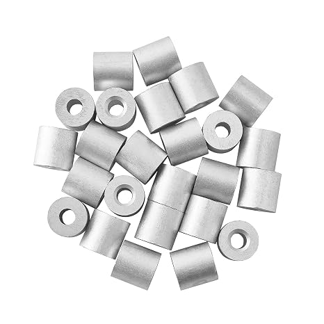 25PCS 1/4" (6mm) Wire Rope Sleeve, Aluminum Crimping Loop Sleeve for Wire Rope and Cable Ferrule