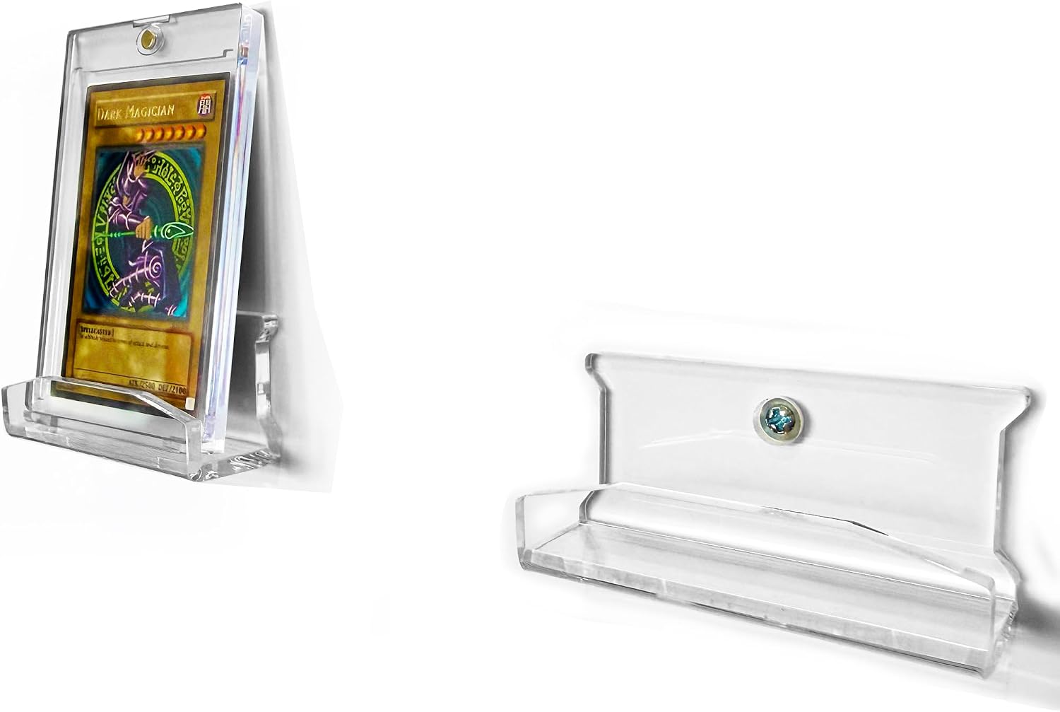 Graded Card Wall Mount – Clear Acrylic Floating Display for PSA CGC SGC Beckett Cards – Sculptural Minimal Wall Holder Hanger for Trading Card Collectors