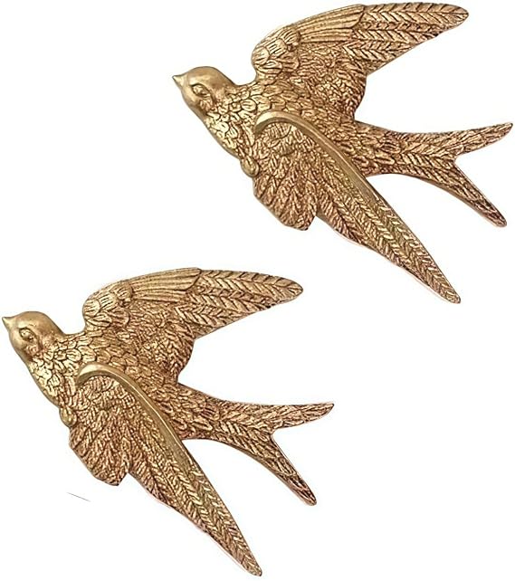 Mrxxjz Set of 2 Vintage 3D Swallow Ceramic Bird Wall Sculptures | Handcrafted swallow figurine wall ornaments, ideal hanging decor for living rooms, bedrooms and entryway displays.