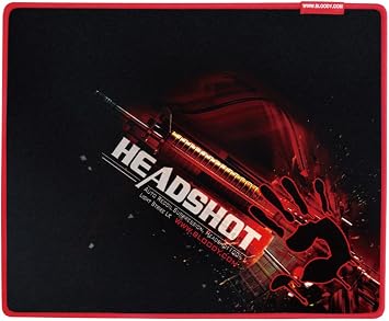 Bloody B-070 Large 17in x 14in Sized Gaming Surface & Esports Mouse Pad for Speed - Smooth Cloth Surface - Anti-Slip Rubber Base - (Black) - Textured for Precision - 4mm Thick - Stitched Edges