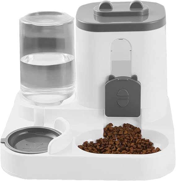 Alimentador automático para mascotas para gatos 2 en 1, alimentador de comida para gatos, dispensador de agua, dispensador de comida para perros, tazón de gran capacidad, estación de alimentación para