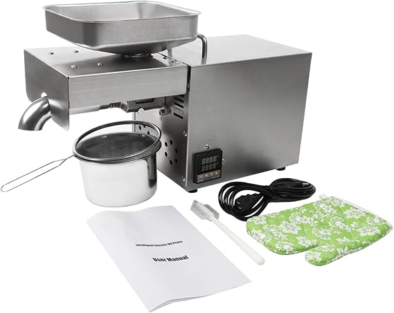 Oil Press, 610W Automatic Oil Press Machine with Intelligent Oil Temperature Control 110V 50HZ Cold& Hot Press Oil Machine for Pressing Peanut, Sesame Seeds