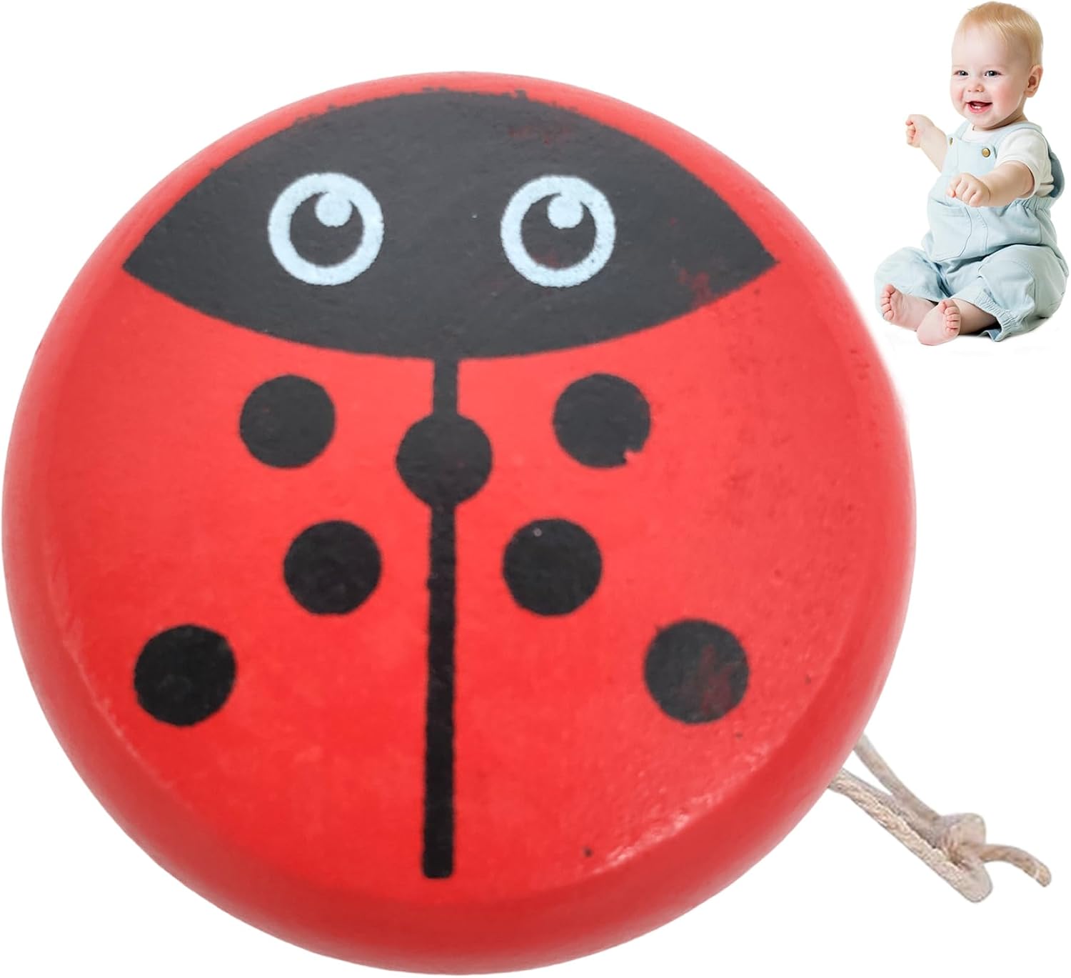 Yoyo, Ladybug Yoyo with String Portable Cute Ladybug Pattern Wooden Kids Eduational Fun Toddler for Hands-On Skills & Flexibility Development Thoughtful for Toddlers