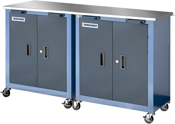 LARBANKE Double Door Tool Chest, Rolling Tool Chest On Wheels with Keyed Locking System and 4 Foot Pad, Tool Cabinet Can Locking System & Lockable Wheels, Tool Storage Cabinet for Garage Workshop