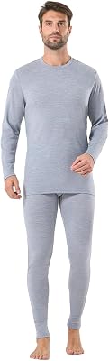 Merino Protect 100% Merino Wool Base Layer Mens Set Thermals Odor Resistance Underwear For Cold Weather