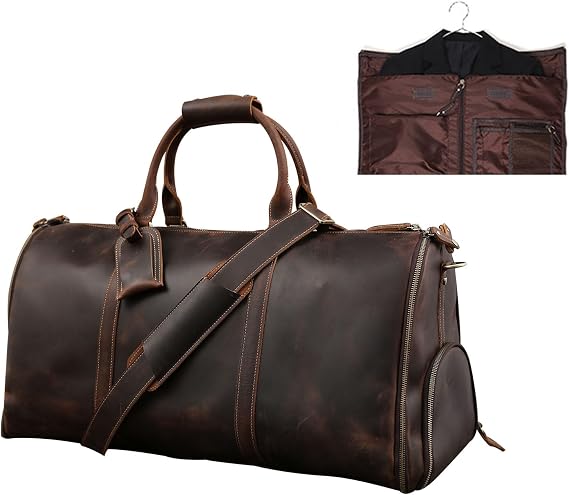 Genuine Leather Convertible Garment Bag with Shoes, Customized