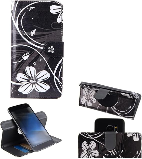 K-S-Trade Camara Case For Sharp Aquos B10 Compatible With Sharp Aquos B10 360° Wallet Case Flip Cover 'Flowers' Smartphone Protective Bag Stand Card Slots Innovative Camera Protection -