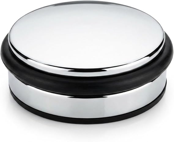 1.2kg Door Stop with Bumper Rubber Buffer Ring, Polished Chrome 10cm