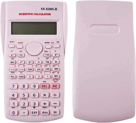 KK-82MS-D Portable Scientific Calculator Engineering Scientific Functional Calculator with 240 Functions Two-Line Display for School Supplies Students Teachers Business Office Home,Pink