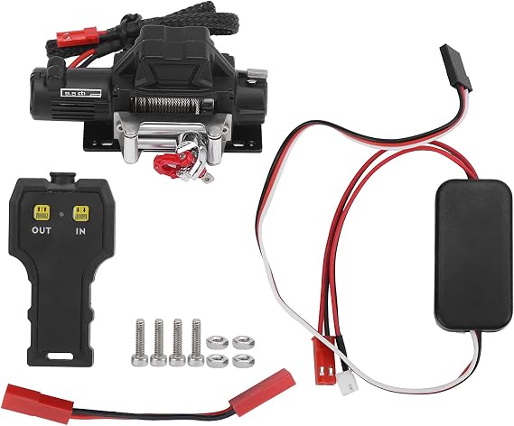 flexman RC Winch Set, Metal Automatic Winch with Handheld Remote Controler, Single Motor Universal Winch for RC Car
