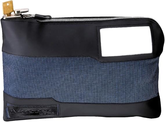 Master Lock Money Bag with Key Lock & Zipper, 11-1/2 inch Long, 7120D | Locking Portable Money Bag to Safely Transport Cash, Jewelry, Passports, Water Resistant Nylon Bank Bag With ID Holder