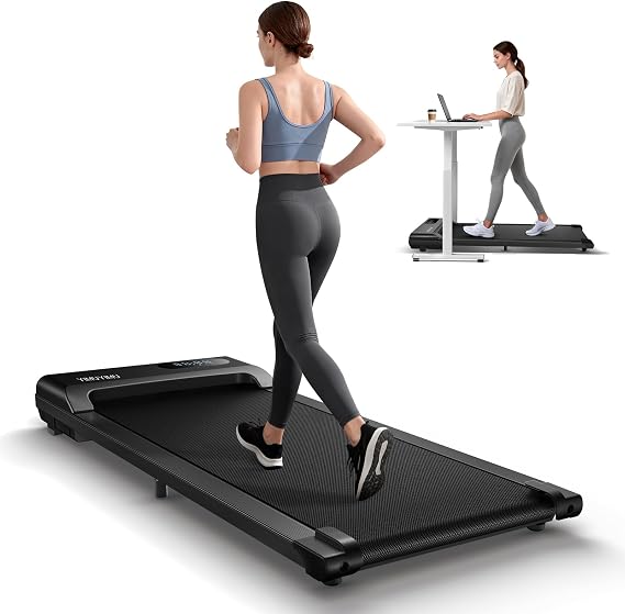 Walking Pad Treadmill, 6km/h Under Desk Treadmill for Home, 2.5HP Quiet Portable Electric Running Pad, Office Mini Walking Machine, 300LBS Capacity, Remote & LED Display, No Assembly