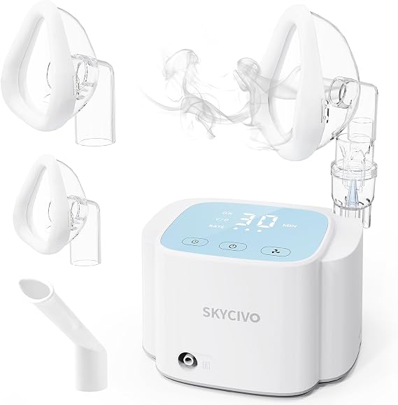 Nebuliser Machine with Smart Digital Display for Adults and Kids | Ultra Quiet Compressor Steam Inhaler, Portable Nebuliser with Adjustable Pressure and Countdown Timer for Home & Travel Ues