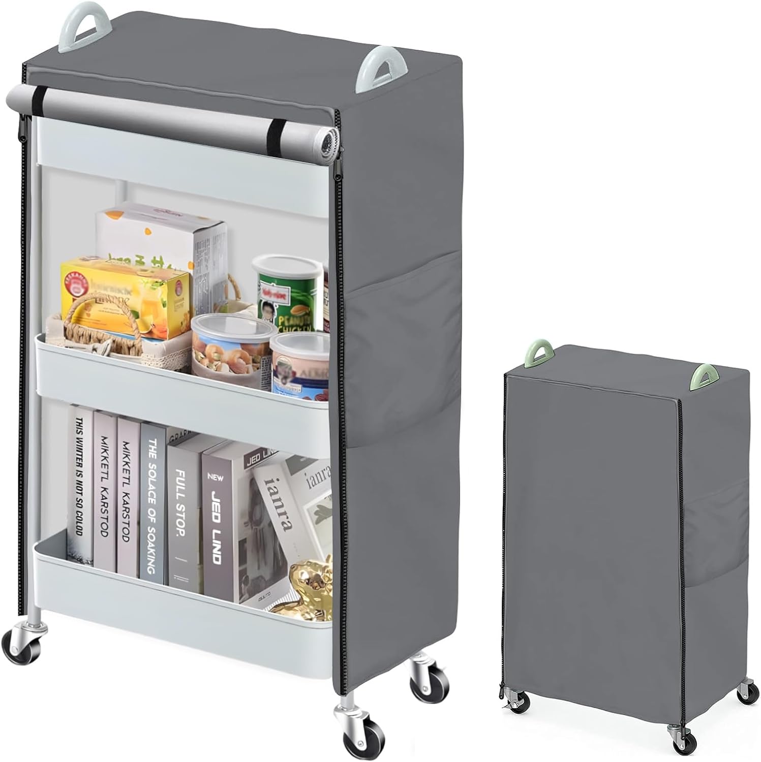 COSHNIBI Utility Cart Cover with Wheels Dustproof Cover with Storage Bag Waterproof Dustproof 17"L x 13"W x 31"H Gray Cover Only