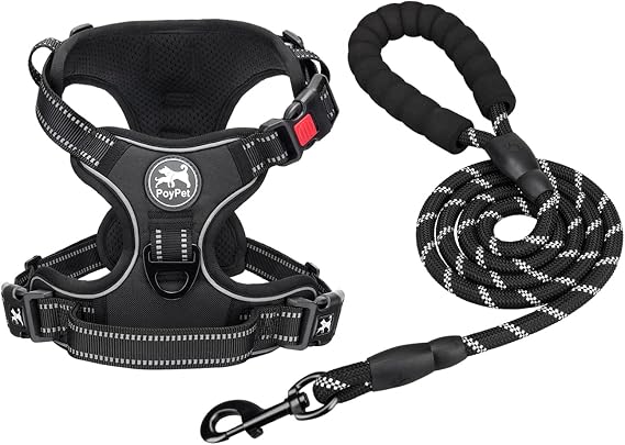 PoyPet Dog Harness and Leash Set, No Pull Vest with Front Clip and Handle