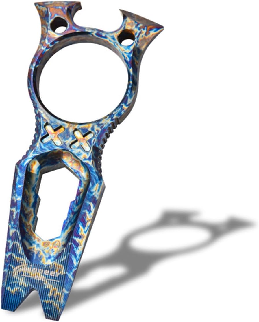 Hamans EDC Pry Bar Multi Tool Titanium with Wrench Bottle Opener Pry Bar Function Mini Portable (Blue)