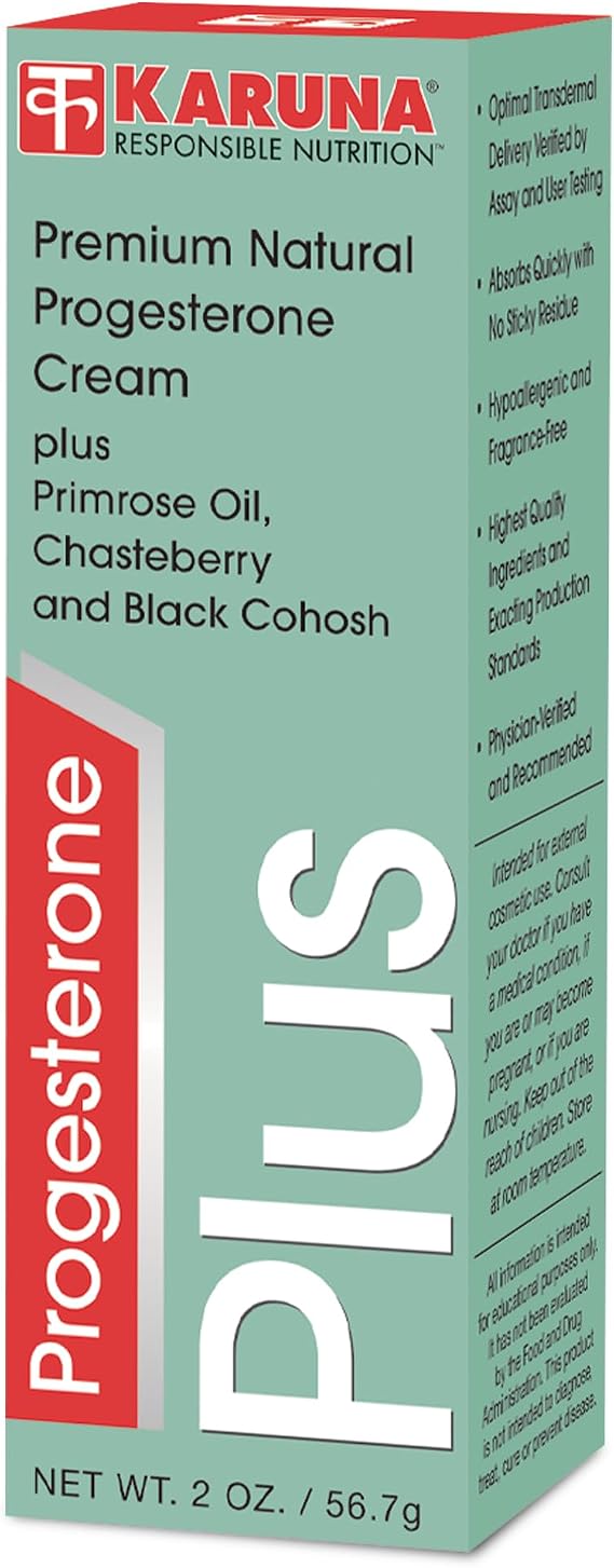 Karuna Progesterone Plus 2OZ | Hypoallergenic USP Progesterone from Wild Yam Root Extract, Organic Jojoba Oil and Aloe Leaf Extract Organic Shea Butter Vitamin E