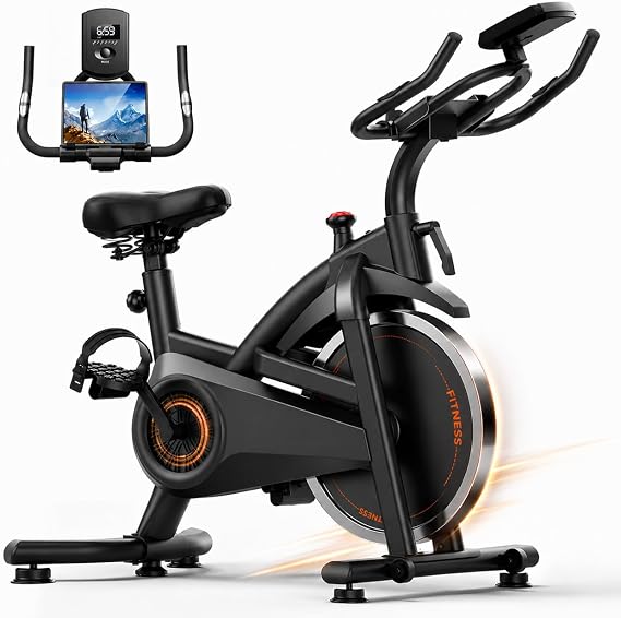 CURSOR FITNESS Exercise Bike, Stationary Bikes for Home with Brake Pad