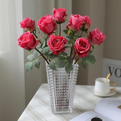 Wisremt Artificial Flowers 5Pcs Real Looking Narcissus Rose Camellia Hyacinthus Real Touch Faux Flowers for Wedding Bouquets Home Party Tables Decorations