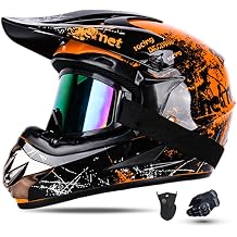 Youth Dirt Bike Helmet DOT Approved Dirtbike Helmets for Kids ATV Helmets with Goggles, Gloves & Mask, for Dirt Bike, ATV, BMX Off-Road