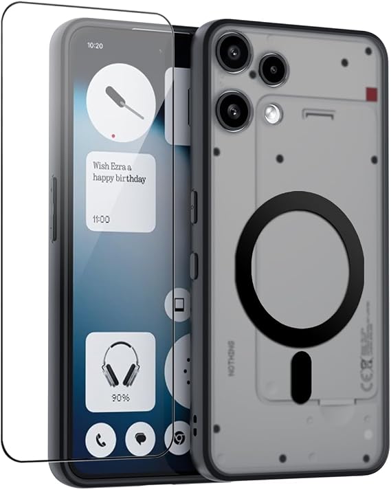QUIETIP Magnetic Case for Nothing Phone 3a Lite with Screen Protector,[Compatible with MagSafe] Translucent Matte Drop Protection Cover,Black