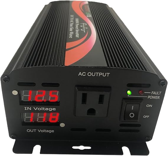 1000W Watt Pure Sine Wave Car Power Inverter Converter 12V DC to 110V 120V AC 60HZ with LED Display