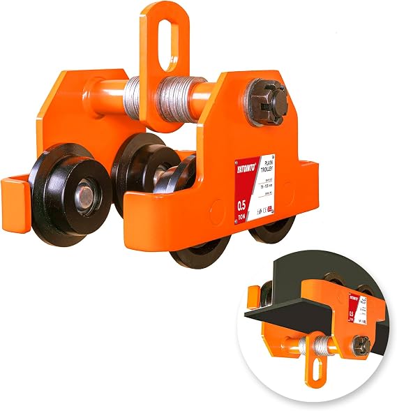 YATOINTO 1/2 Ton 1100LBS Dual Wheels Beam Trolley, 3"-5" Adjustable I Beam Trolley, Push Manually Trolley Hoist with Dual Track Rollers, Push Track Roller Trolley for Lifting