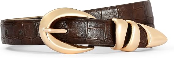 Belts for Women with Gold Buckle for Jeans, Dress Leather Belts | Everyday Belt A versatile accessory for work, travel, weekends, Fashion Adjustable Belt, Faux Leather Materials