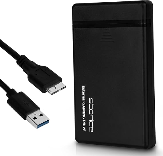 Storite External Gaming Hard Drive, 2.5-Inch Portable HDD with USB 3.0, 5 Gbps Data Transfer, Compatible with PS4, PS3, PC, Android, Mac, Black, 320GB