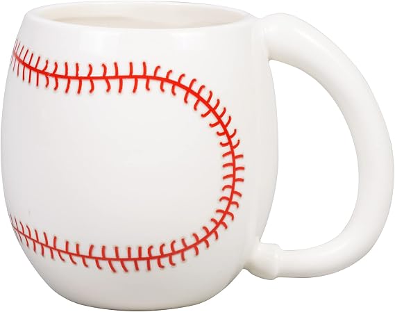 Ceramicfor Baseball Coffee Mug, Ceramic Novelty Tea Cup, 14 oz, White | Baseball-Inspired Design, Great for Home & Office, Gift for Players & Coaches