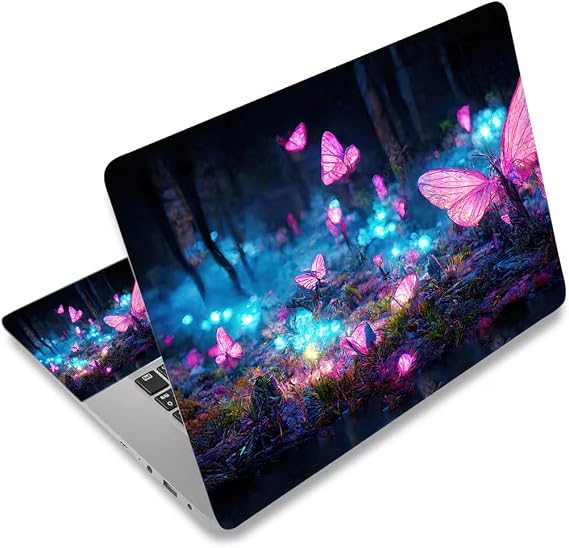AIMSA Laptop Skin Sticker Decal, 17 17.3 inch Laptop Art Decal Universal Cover, Decorative Stickers Notebook Skin Protector, Fantasy Pink Butterfly