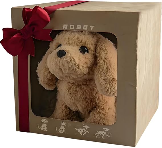 Intellectual Companion Puppy Shaped Pet Robot AI Emotional Recognition, Realistic Movement, Walking Dog, Super Cute Dog Robot, Equipped with Walking, Barking and Inflatable Tail, Healing Item for