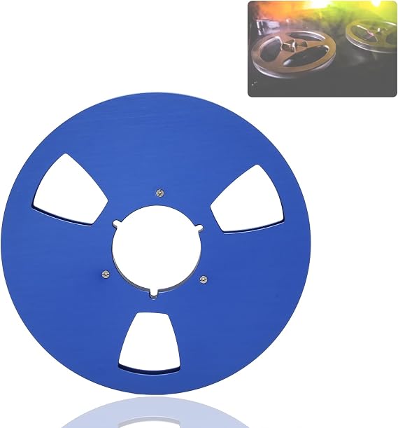 1/4 inch 10.5 Inch Empty Tape Reel for Reel to Reel Tapes, Blue | with 3 Hole NAB Flange, Universal Reelto Reel Recorder Part